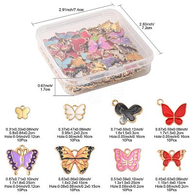 80Pcs 8 Styles Alloy Enamel Pendants ENAM-FS0003-62-1