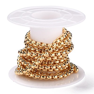 Eco-friendly Spray Painted Handmade Brass Box Chains KK-J276-17-P23-1