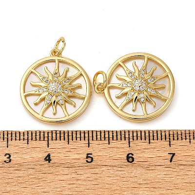 Brass Micro Pave Clear Cubic Zirconia Pendants KK-P308-83G-1