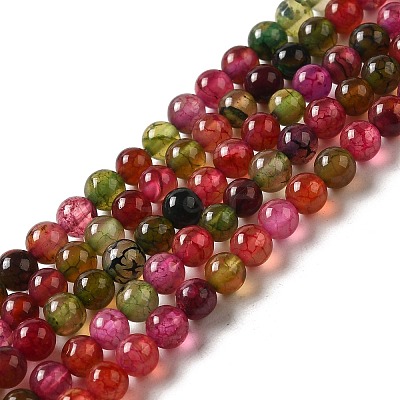 Dyed Natural Agate Beads Strands G-R262-4mm-1-1