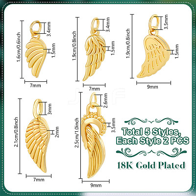 10Pcs 5 Styles Brass Pendants & Charms KK-PH0013-89-1