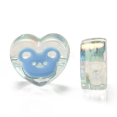 UV Plating Rainbow Iridescent Acrylic Enamel Beads OACR-G012-12-1