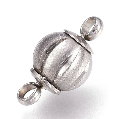 304 Stainless Steel Magnetic Clasps with Loops STAS-O114-083MP-1
