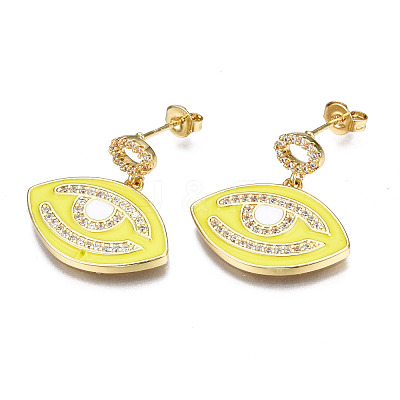 Brass Micro Pave Clear Cubic Zirconia Stud Earrings EJEW-T014-55G-NF-1