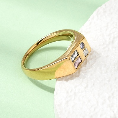 Stainless Steel Pave Colorful Cubic Zirconia Finger Rings SA-CBA90C5-04C-G-1