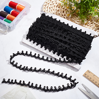 25 Yardss Polyester Elastic Button Looping Ribbons SRIB-WH0011-211B-1