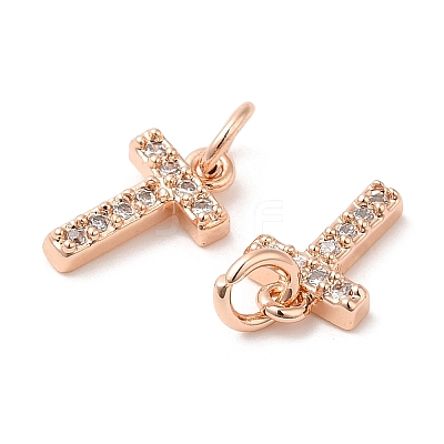 Brass Micro Pave Grade AAA Cubic Zirconia Charms LS-ZIRC-P067-11RG-T-NR-1