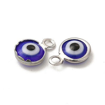 304 Stainless Steel with Glass Enamel Charms STAS-G305-10P-06-1