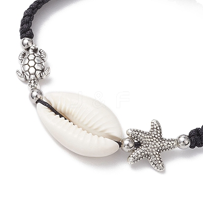 Natural Cowrie Shell Braided Bead Bracelets for Women BJEW-JB11765-01-1