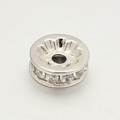 CZ Brass Micro Pave Grade AAA Cubic Zirconia Bead Spacers KK-O062-01P-NR-1