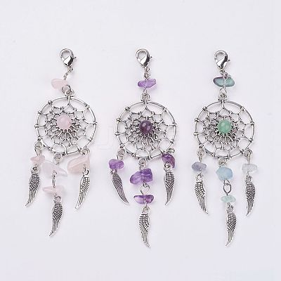 Natural Chip Gemstone Pendant Decorations X1-HJEW-JM00274-1