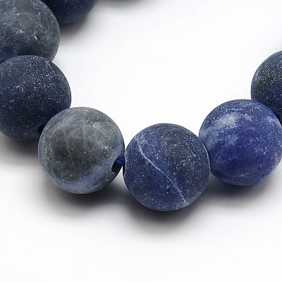 Frosted Natural Sodalite Round Bead Strands G-M064-12mm-01-1