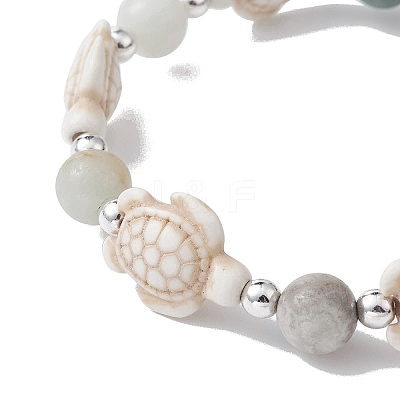 Natural & Synthetic Mixed Gemstone Beaded Stretch Bracelet BJEW-JB09516-01-1