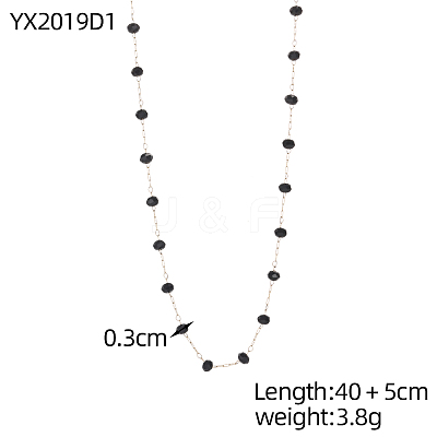 304 Stainless Steel & Glass Link Chain Necklaces for Women STAS-OY015-57G-1