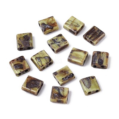 2-Hole Baking Paint Glass Seed Beads SEED-N009-03G-1