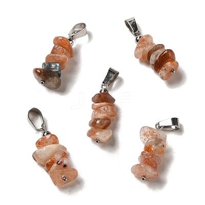 Natural Sunstone Chip Pendants G-H307-07P-10-1