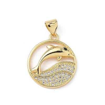 Brass Micro Pave Cubic Zirconia Pendants KK-S337-08G-A-1
