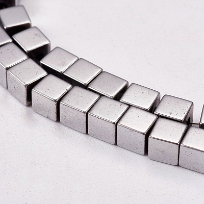 Electroplate Non-magnetic Synthetic Hematite Beads Strands G-J170A-4x4mm-01-1