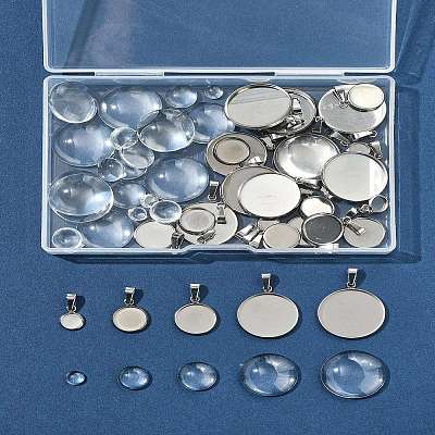DIY 304 Stainless Steel Tray Pendants Making Kits DIY-FS0008-83-1