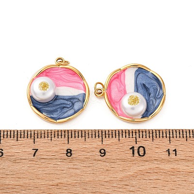 304 Stainless Steel Enamel Pendants STAS-U061-44G-1