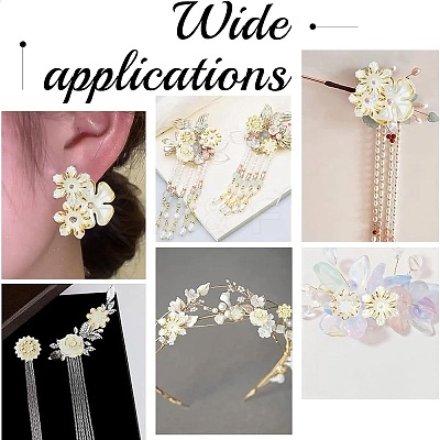 160Pcs 8 Styles ABS Imitation Shell Flowers Beads Caps FIND-CJ0002-26-1