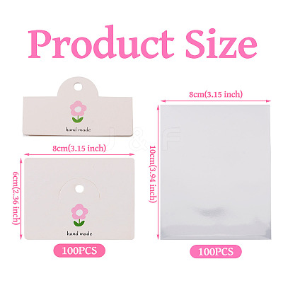 100Pcs Flower Print Foldable Paper Hanging Header CDIS-TA0001-26-1