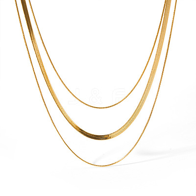 Fashion 304 Stainless Steel 3 Layered Snake Chain Necklaces for Women GS2900-1-1