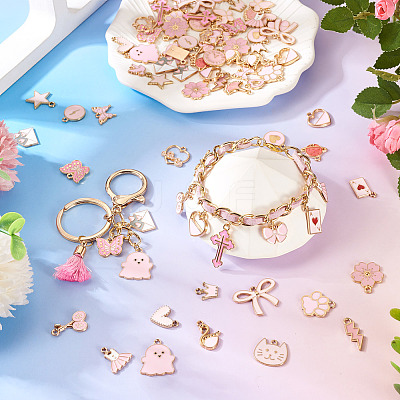 112Pcs 28 Styles Alloy Enamel Pendants ENAM-TA0009-08-1