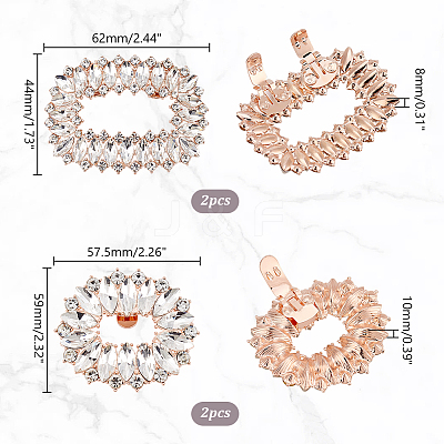 4Pcs 2 Style Alloy Crystal Rhinestone Shoe Decorations AJEW-PH0011-49KCG-1
