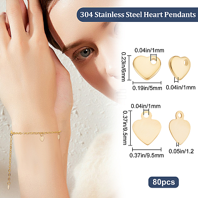 80Pcs 4 Styles 201 & 304 Stainless Steel Charms STAS-BBC0001-94-1