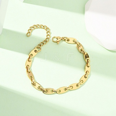 304 Stainless Steel Coffee Bean Chain Bracelets for Women BJEW-F536-11G-1