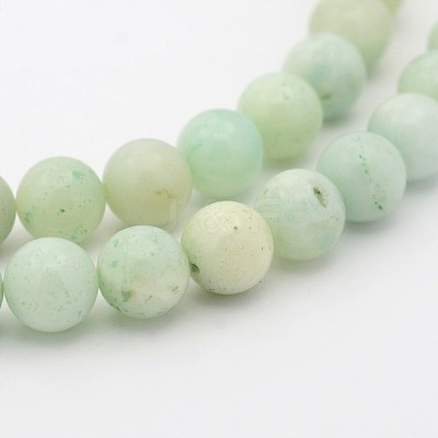 Natural Flower Amazonite Round Bead Strands G-P070-33-8mm-1