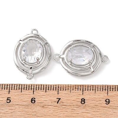 Brass with Glass Connector Charms KK-Z141-13P-1