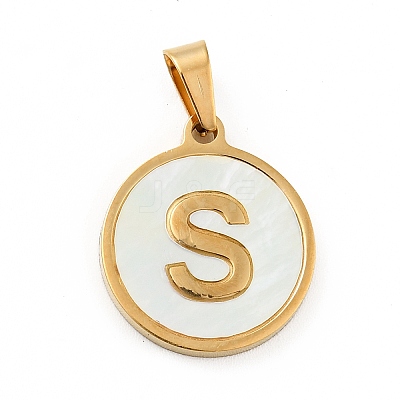 PVD Vacuum Plating 304 Stainless Steel with White Shell Pendants STAS-G268-01S-G-1