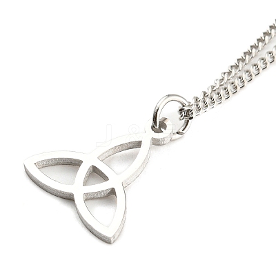 Non-Tarnish 304 Stainless Steel Curb & Herringbone Chains Double Layer Necklaces NJEW-P280-01P-1