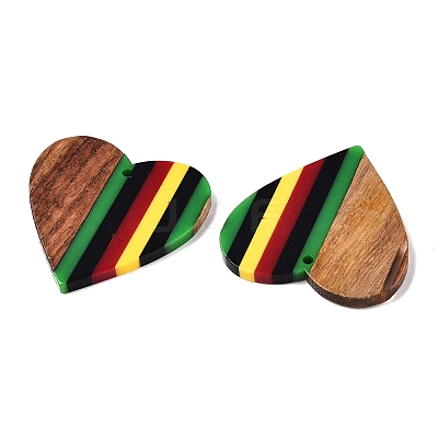 Jamaican Colour Epoxy Resin & Walnut Wood Pendants RESI-N039-122V-1