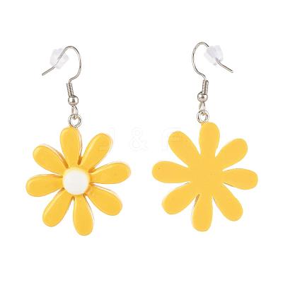 Flower Resin Dangle Earrings EJEW-JE04553-1
