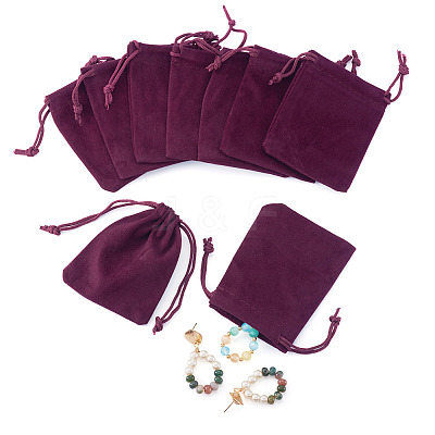 20Pcs Rectangle Velvet Drawstring Pouches TP-TA0001-04E-1