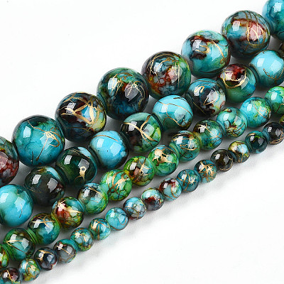 Baking Paint Glass Beads Strands DGLA-N003-6mm-B08-1