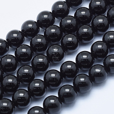 Natural Black Tourmaline Beads Strands G-E444-27-6mm-1