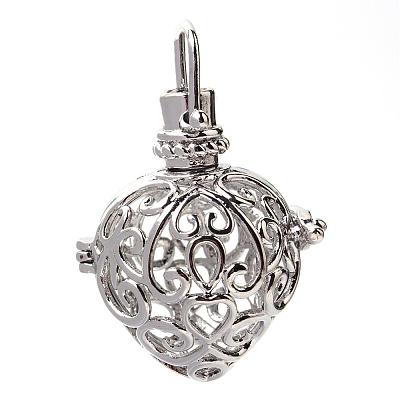Rack Plating Brass Cage Pendants KK-S751-060P-1