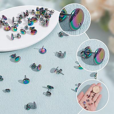 50Pcs Ion Plating(IP) 304 Stainless Steel Stud Earring Findings STAS-AR0002-52-1