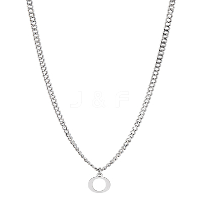 1Pc 304 Stainless Steel Letter Pendant Necklaces NJEW-LP0001-33O-P-1
