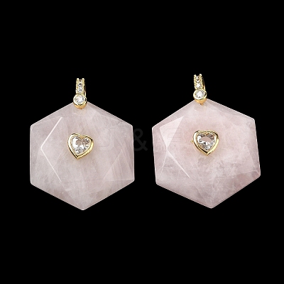 Natural Rose Quartz Faceted Pendants GG-CBA67BD-01G-J-1