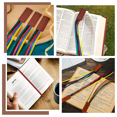 5Pcs 5 Colors Colorful Ribbon PU Leather Bookmarks AJEW-CP0003-86A-1