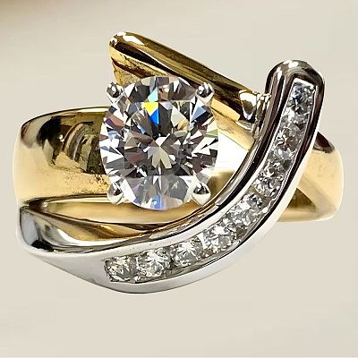 Brass Micro Pave Clear Cubic Zirconia Finger Rings FS-WG8456F-04-1