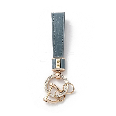 Microfiber & Zinc Alloy & Crystal Rhinestone Keychain LS-KEYC-G062-01A-1