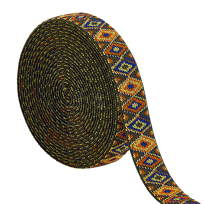 Rhombus Pattern Ethnic Style Polyester Ribbons OCOR-BC0009-21B-1