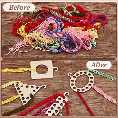8Pcs 4 Styles Wood Thread Winding Boards DIY-WH0888-169-1