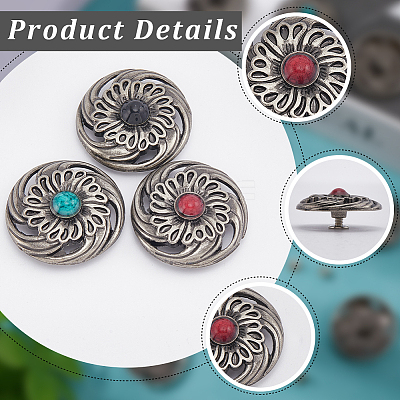 12 Sets 3 Colors Alloy Decorative Rivets FIND-GF0006-34-1